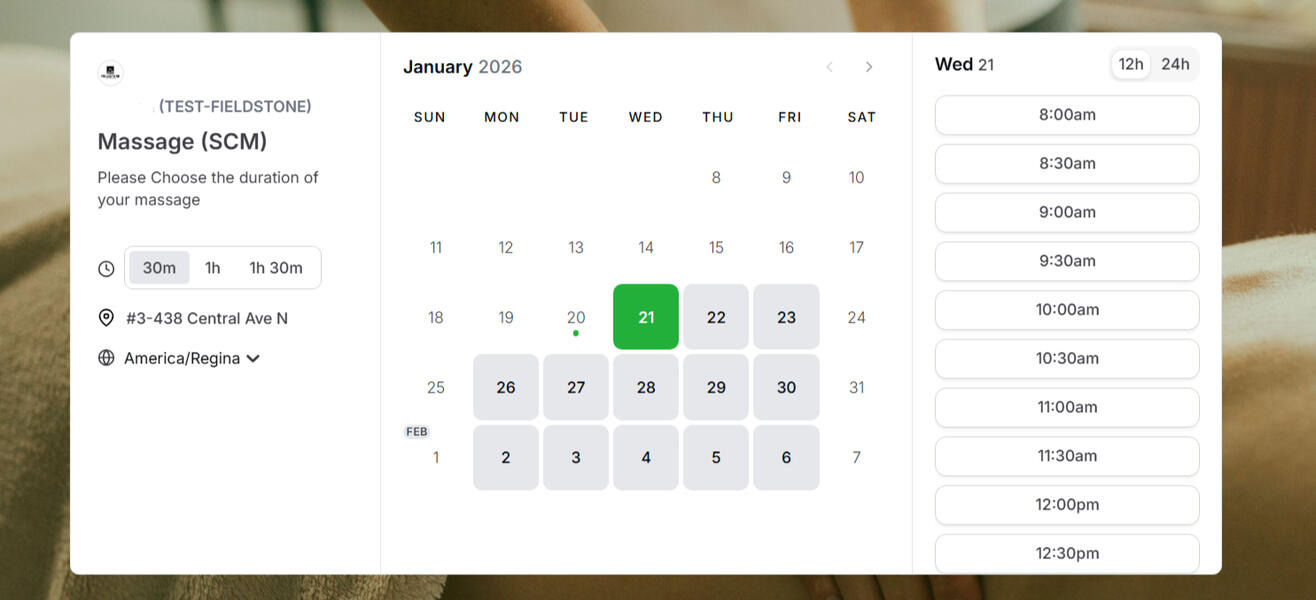 Smart booking calendar sends email confirmation for bookings