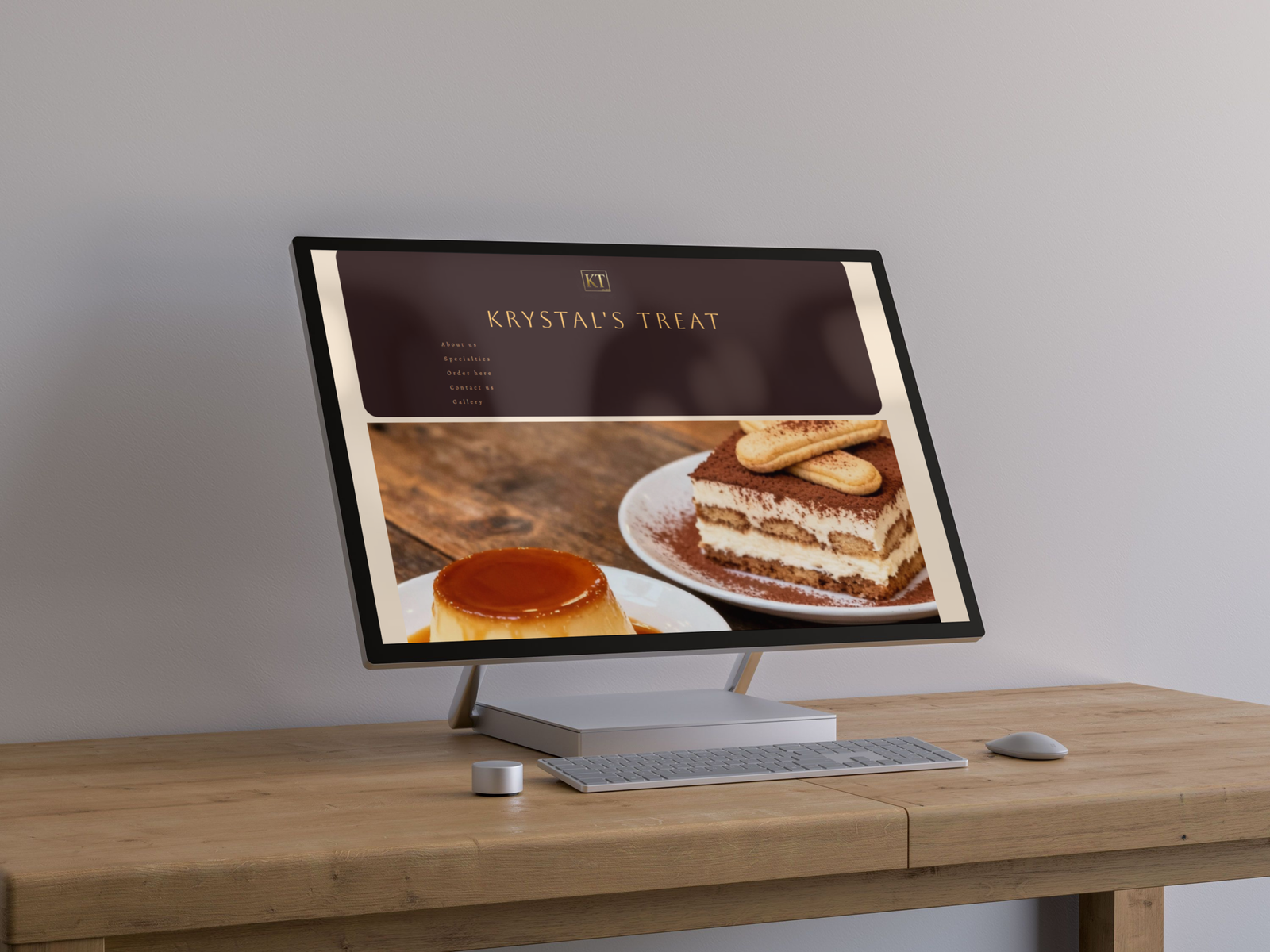 Krystal's Treat (Desktop) "Elegant bakery website with online ordering"